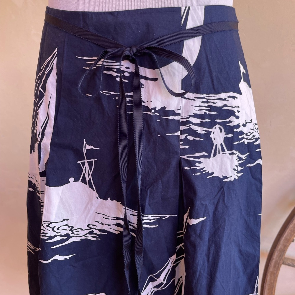 TALBOTS Navy Blue White Nautical Sail Boat Skirt Removable Tie Plus Sz 16W NWT - Picture 6 of 12